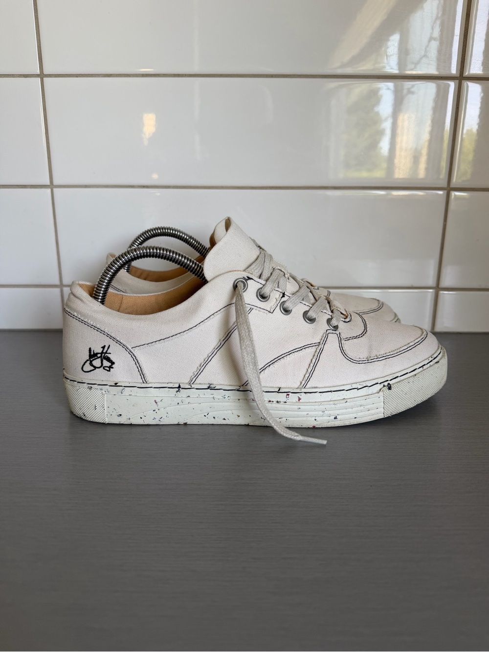 John Fluevog Leeside Cream Canvas Sneakers